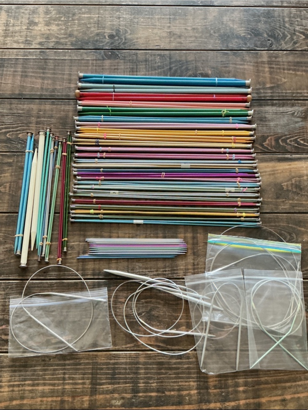Knitting Needle Lot Single Point, Double Point,Circular Various Sizes
